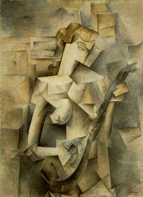 Girl with a Mandolin (Fanny Tellier)  1910 by Picasso, Pablo Oil Painting reproduction