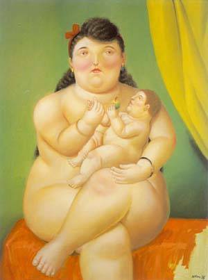mother and child 1995 by Botero Fernando Oil Painting reproduction