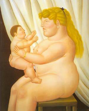 mother with child 1995 by Botero Fernando Oil Painting reproduction