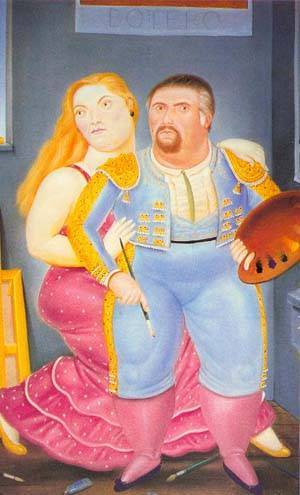 self portrait with sofia 1986 by Botero Fernando Oil Painting reproduction
