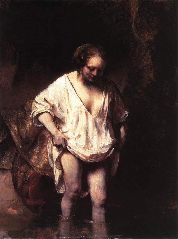 Hendrickje Bathing in a River  1654 by Rembrandt Oil Painting reproduction