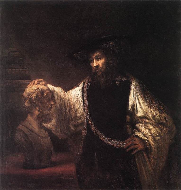 Aristotle with a Bust of Homer  1653 by Rembrandt Oil Painting reproduction