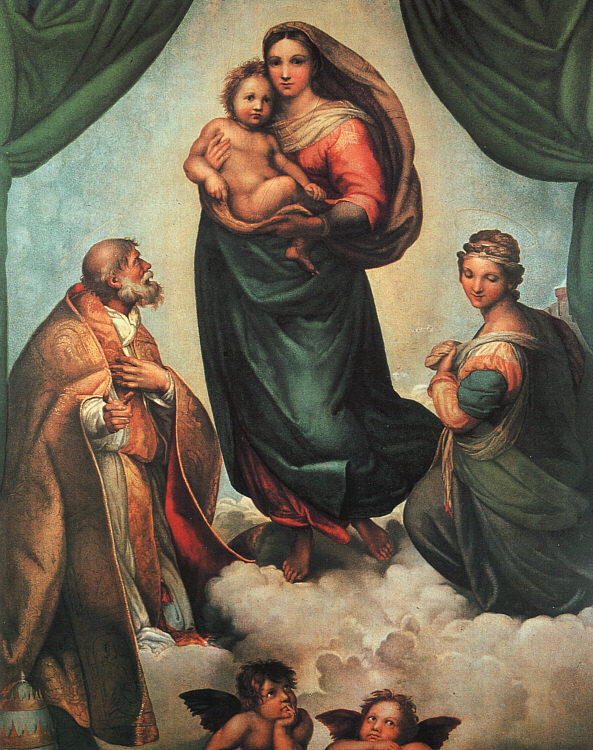 The Sistine Madonna, 1513-14 by Raphael Sanzio Oil Painting reproduction
