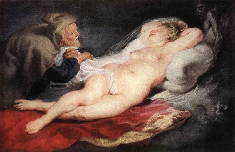 The Hermit and the Sleeping Angelica  by Rubens,Pieter Pauwel Oil Painting reproduction