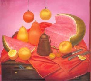 still life with watermelon 1976 by Botero Fernando Oil Painting reproduction