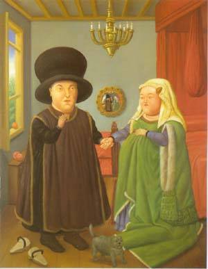 the arnolfini after van eyck 1997 by Botero Fernando Oil Painting reproduction