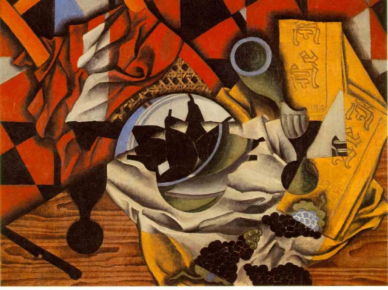 Pears and Grapes on a Table by Gris Juan Oil Painting reproduction