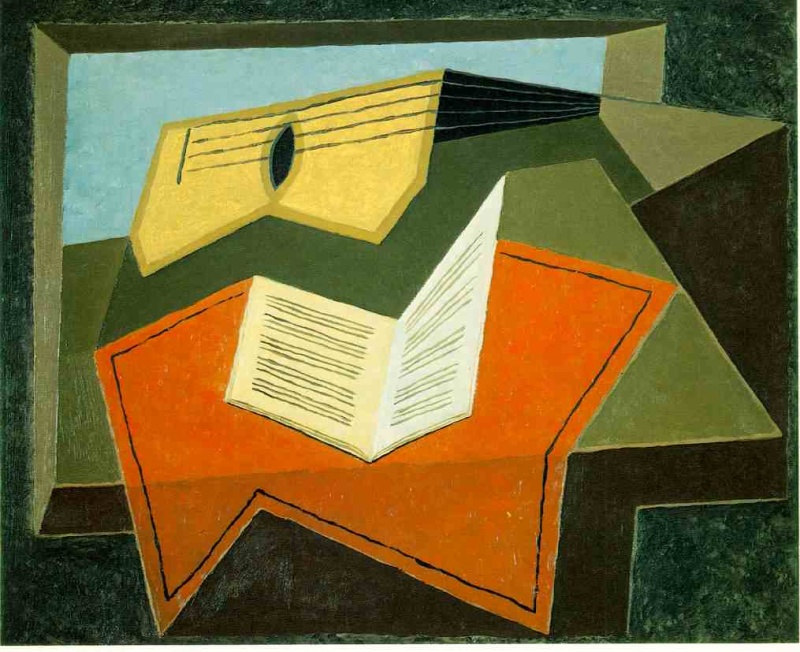 Guitar and Music Paper by Gris Juan Oil Painting reproduction