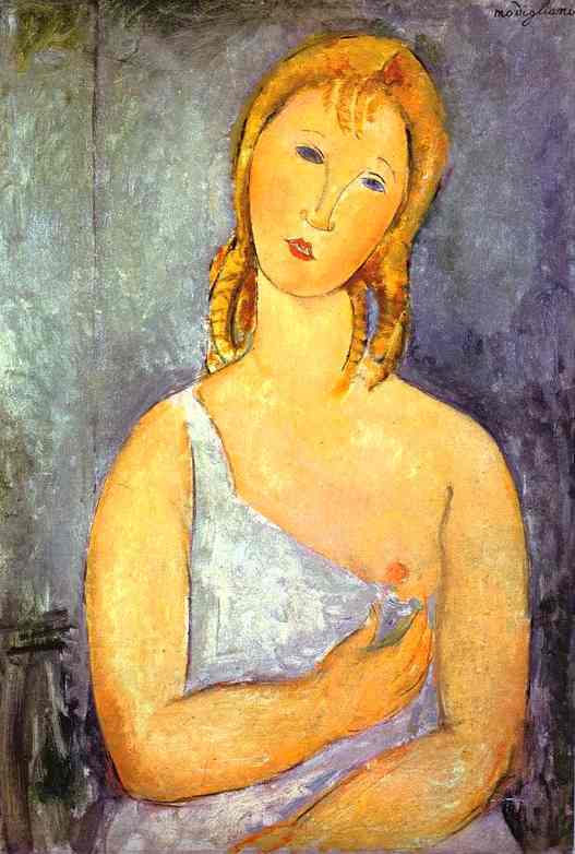 Girl in a White Chemise. 1918 by Modigliani, Amedeo Oil Painting reproduction