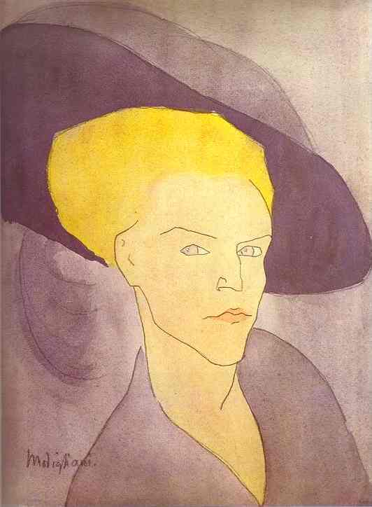 Head of a Woman with a Hat. 1907 by Modigliani, Amedeo Oil Painting reproduction