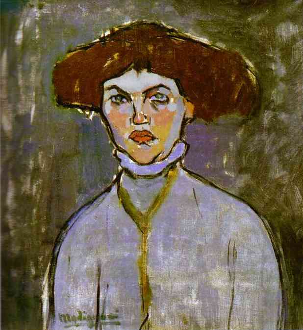 Head of a Young Woman. 1908 by Modigliani, Amedeo Oil Painting reproduction
