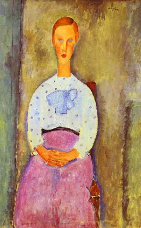 Jeaune fille au corsage a pois. 1919 by Modigliani, Amedeo Oil Painting reproduction
