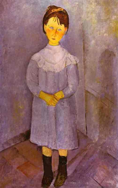 Little Girl in Blue. 1918 by Modigliani, Amedeo Oil Painting reproduction