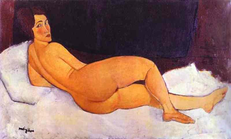 Nude Looking over Her Right Shoulder. 1917 by Modigliani, Amedeo Oil Painting reproduction