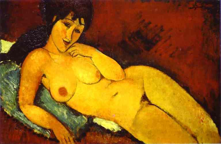 Nude on a Blue Cushion. 1917 by Modigliani, Amedeo Oil Painting reproduction