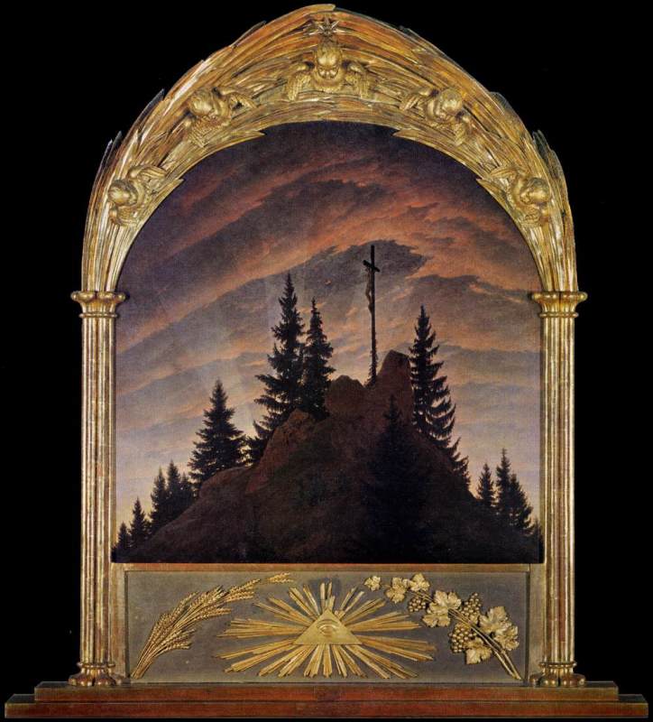 Cross in the Mountains (Tetschen Altar)  1808 by Caspar David Friedrich Oil Painting reproduction
