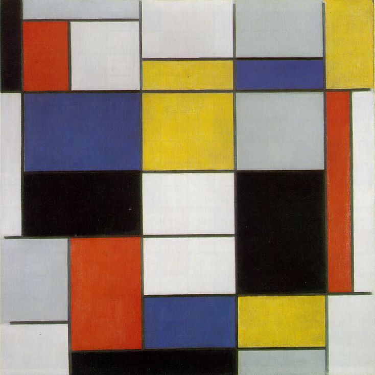 Composition A Composition with Black, Red, Gray, Yellow, and Blue  1920 by Piet Mondrian Oil Painting reproduction