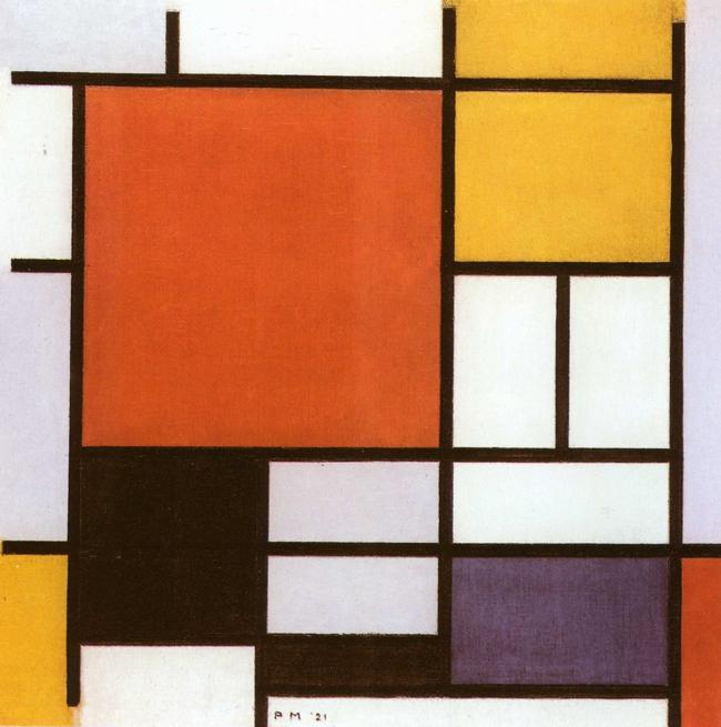 Composition with Red, Yellow, Blue and Black - Compositie met rood, geel, blaw en swart. 1921 by Piet Mondrian Oil Painting reproduction