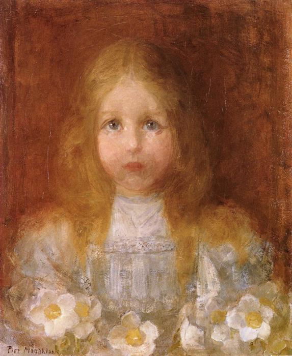 Portrait of a Girl with Flowers by Piet Mondrian Oil Painting reproduction