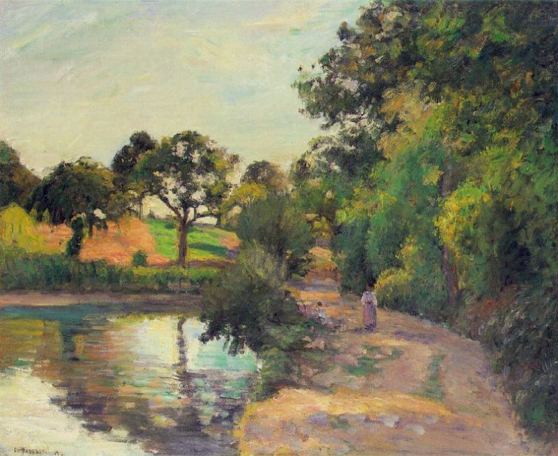 Pond at Montfoucault (Mayenne)  1874  by  Camille Pissarro Oil Painting reproduction