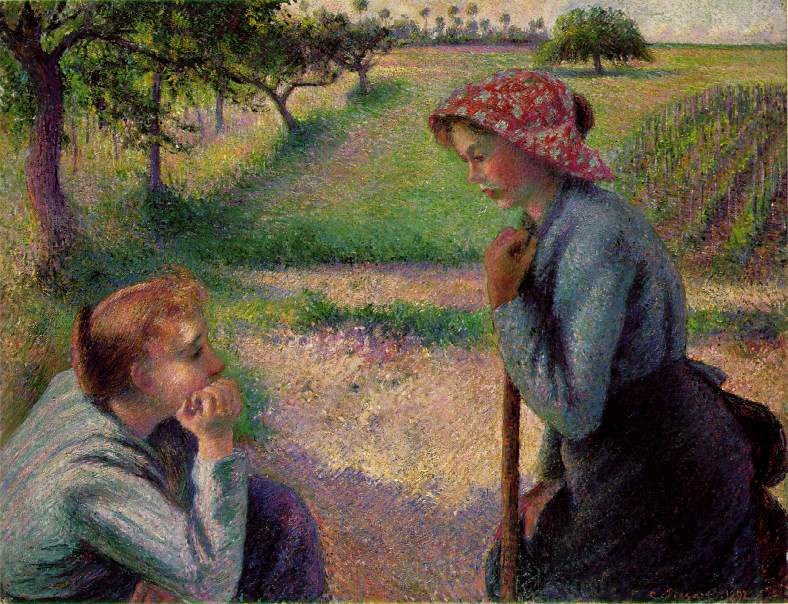 Two Young Peasant Women  1892  by  Camille Pissarro Oil Painting reproduction