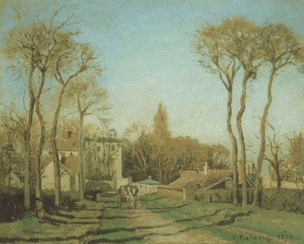 Entrance to the Village of Voisins  1872 by  Camille Pissarro Oil Painting reproduction