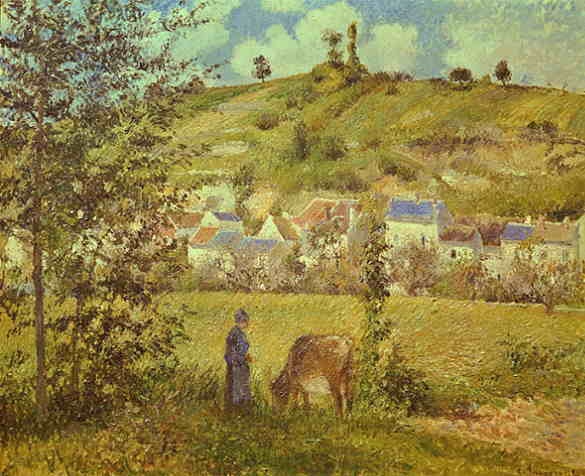 Landscape at Chaponval 1880 by  Camille Pissarro Oil Painting reproduction