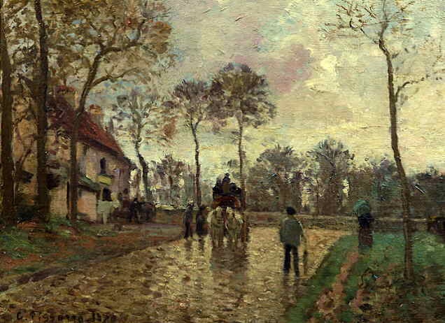 The Stage Coach at Louveciennes  1870 by  Camille Pissarro Oil Painting reproduction