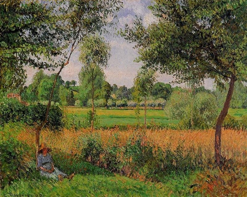 Morning, Sun Effect, Eragny by  Camille Pissarro Oil Painting reproduction