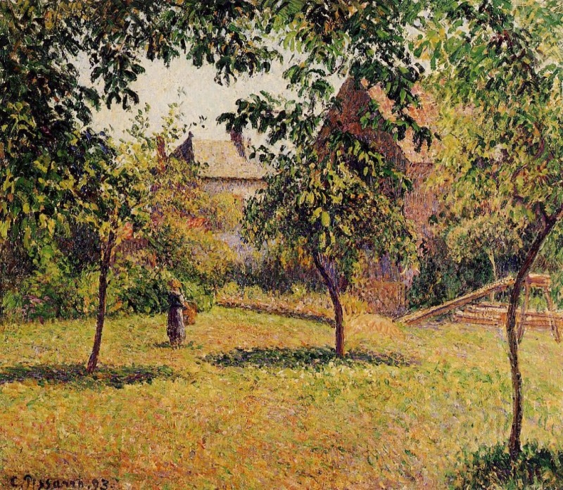 The Barn, Morning, Eragny by  Camille Pissarro Oil Painting reproduction