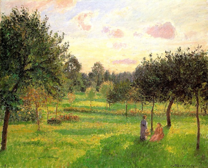  Two Women in a Meadow by  Camille Pissarro Oil Painting reproduction