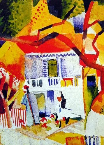 Innenhof des Landhauses by August Macke Oil Painting reproduction