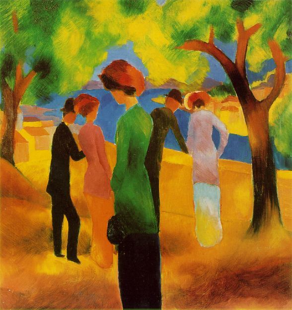 Lady in a Green Jacket Dame in greuner Jacke  1913  by August Macke Oil Painting reproduction
