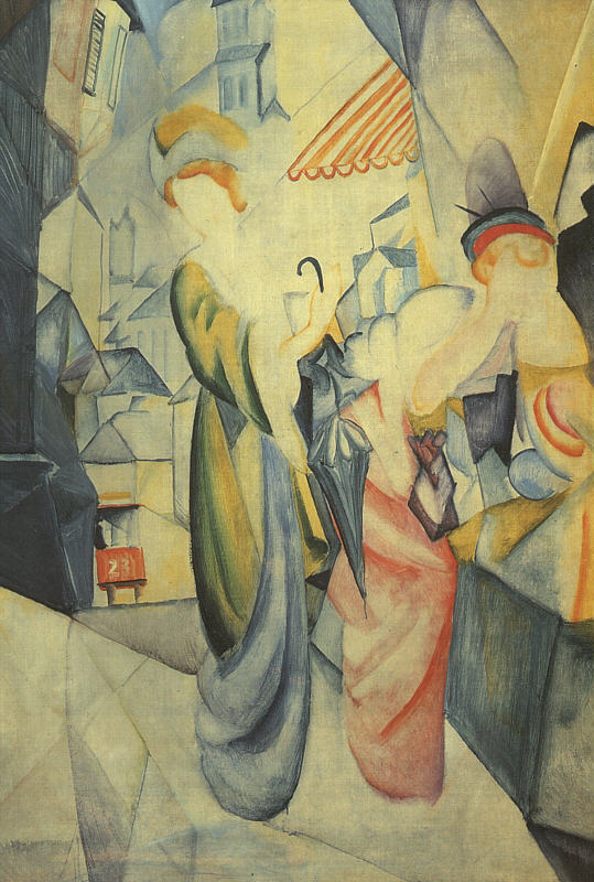 Bright Women in front of the Hat Shop (Helle Frauen vor dem Hutladen), 1913  by August Macke Oil Painting reproduction