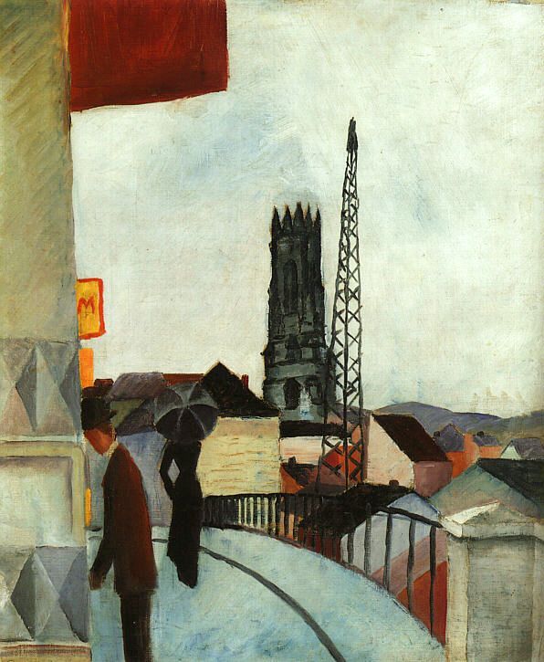 Cathedral at Freiburg, Switzerland (Kathedrale zu Freiburg in der Schweiz), 1914  by August Macke Oil Painting reproduction