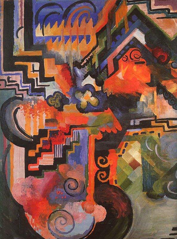 Colored Composition (Farbige Komposition), 1912  by August Macke Oil Painting reproduction