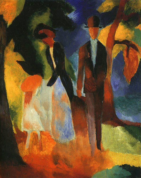 People by a Blue Lake (Leute am Blauen See), 1913 by August Macke Oil Painting reproduction