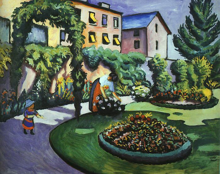 The Mackes' Garden at Bonn (Der Mackesche Garten in bonn), 1911 by August Macke Oil Painting reproduction