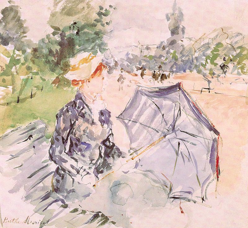 Lady with a Parasol Sitting in a Park  1885  by Berthe Morisot Oil Painting reproduction