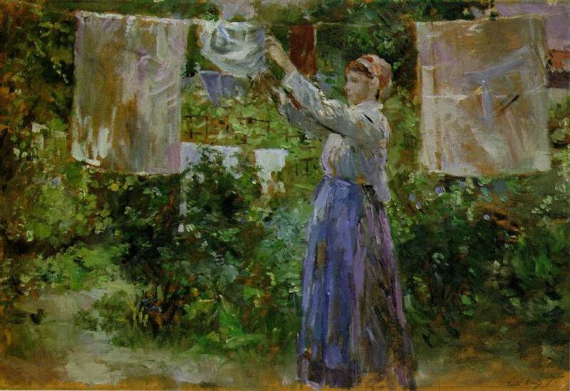 Peasant Hanging out the Washing   1881  by Berthe Morisot Oil Painting reproduction