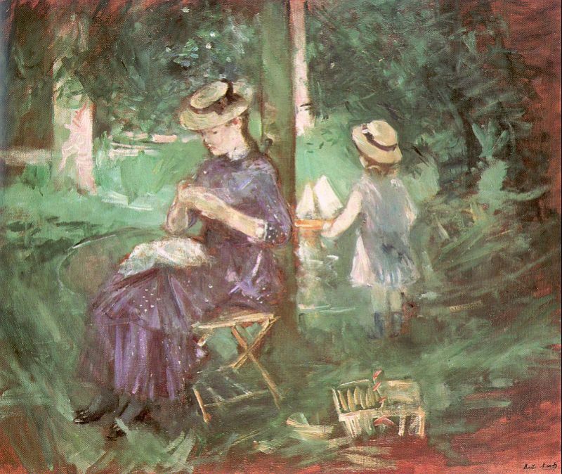 Woman and Child in a Garden   1884   by Berthe Morisot Oil Painting reproduction