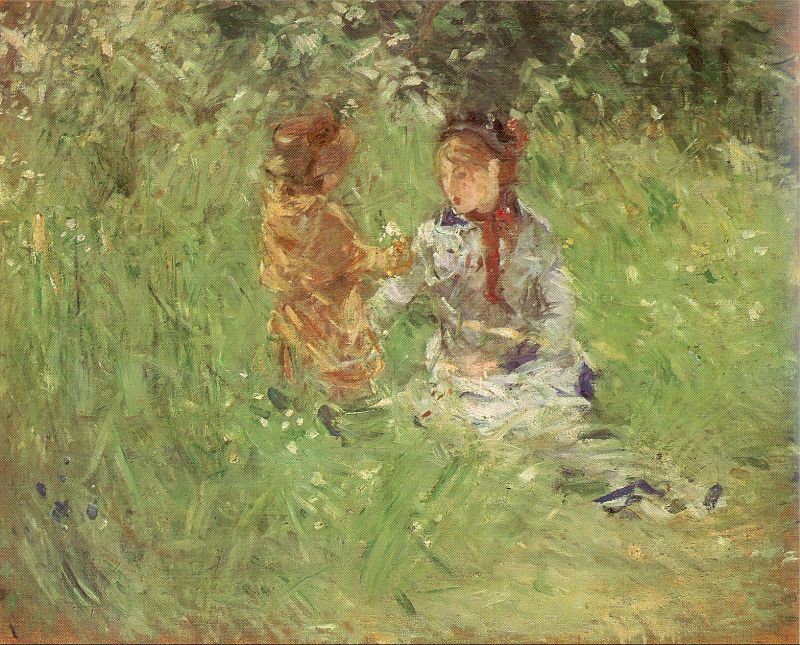 Woman and Child in the Garden at Bougival  1882  by Berthe Morisot Oil Painting reproduction