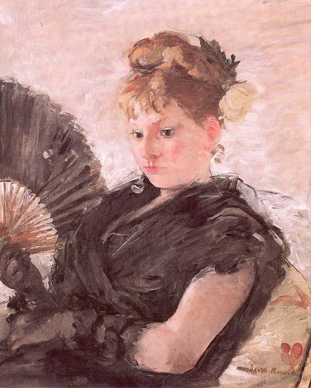 Woman with a Fan (Head of a Girl)   1876 by Berthe Morisot Oil Painting reproduction