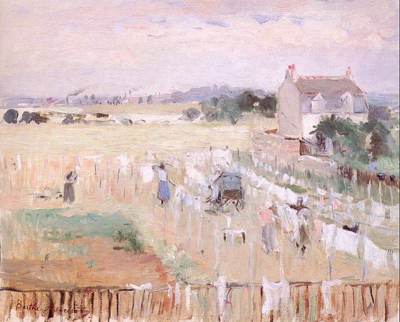Hanging the Laundry out to Dry  1875 by Berthe Morisot Oil Painting reproduction