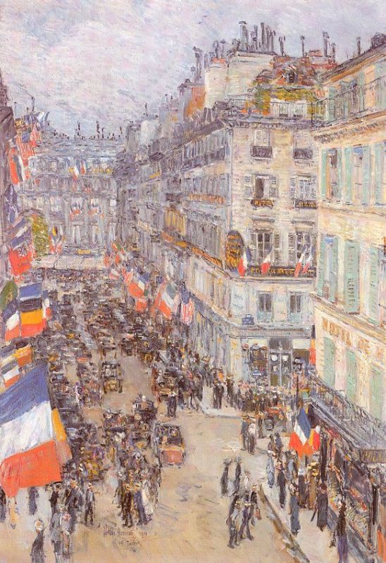  July Fourteenth, Rue Daunou   1910 by Childe Hassam Oil Painting reproduction