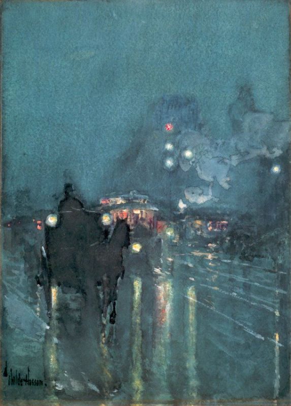 Nocturne, Railway Crossing, Chicago  1892-93 by Childe Hassam Oil Painting reproduction