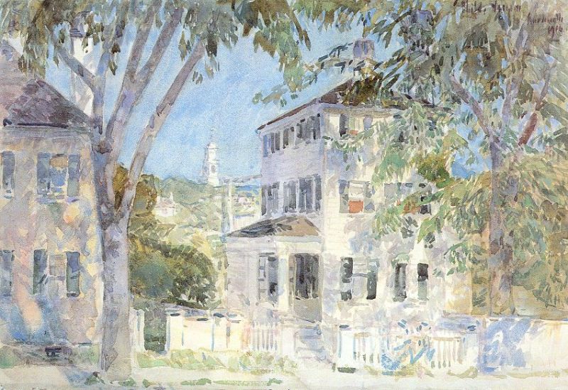 Street in Portsmouth  1917 by Childe Hassam Oil Painting reproduction
