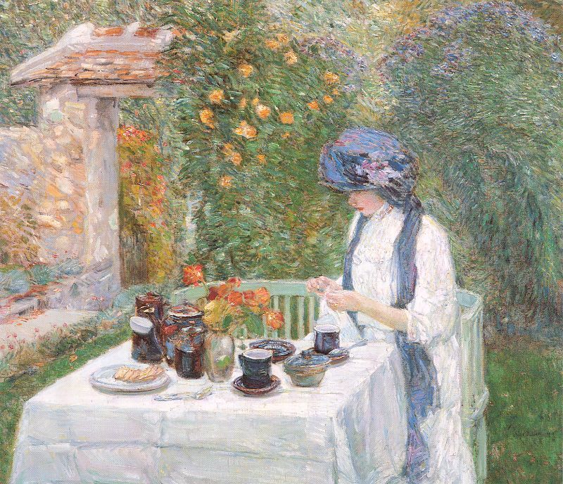 The Terre-Cuite Tea Set   1910   by Childe Hassam Oil Painting reproduction