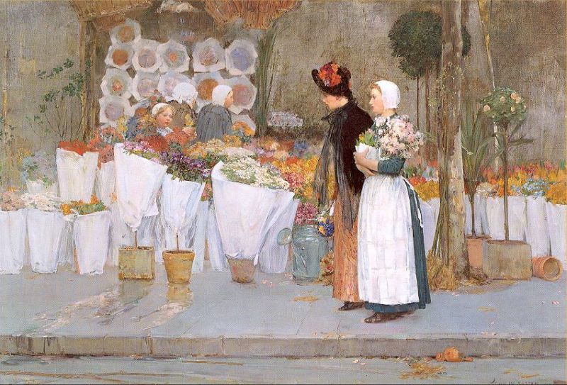 At the Florist  1889 by Childe Hassam Oil Painting reproduction