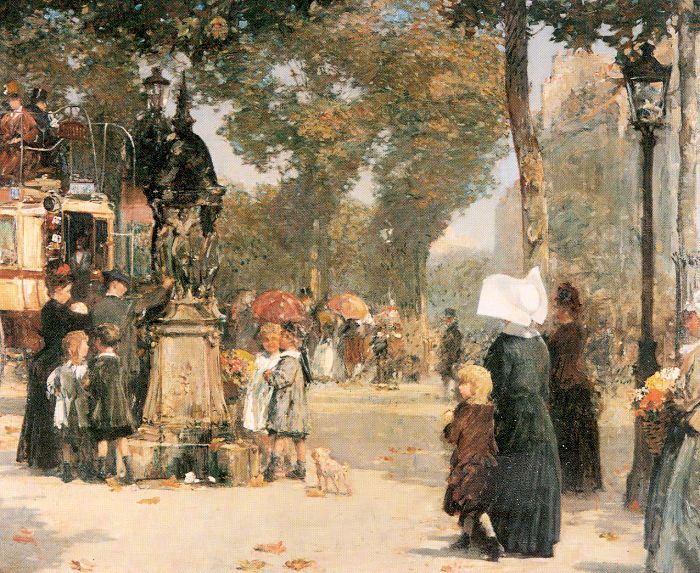 Paris Street Scene   1887  by Childe Hassam Oil Painting reproduction
